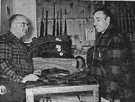 Pittsfield Volpe, Frank Presenting John McCormick of Laconia a Jacket Won in hte 1957 Deer Pool.jpg